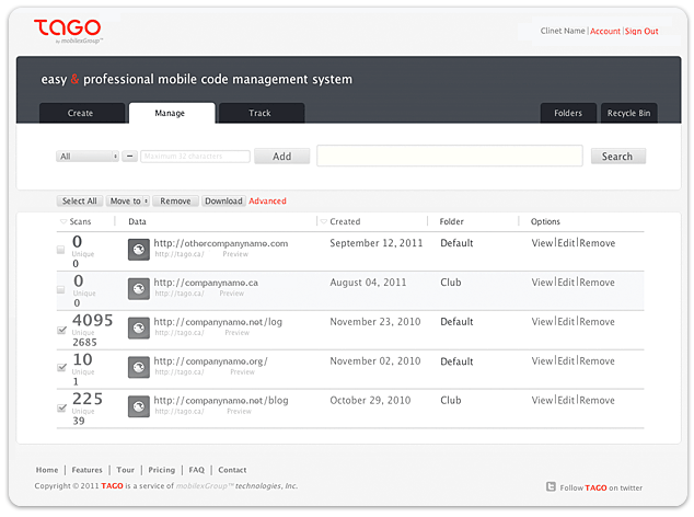 manage qr code dashboard